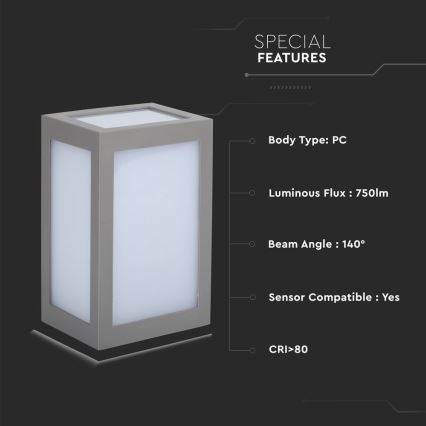 LED Vonkajšie nástenné svietidlo 1xLED/12W/230V 4000K