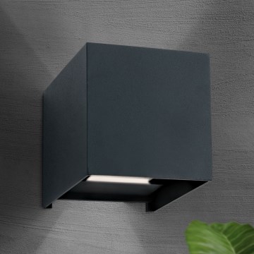 LED Vonkajšie nástenné svietidlo CUBE 2xLED/3W/230V IP54 antracit