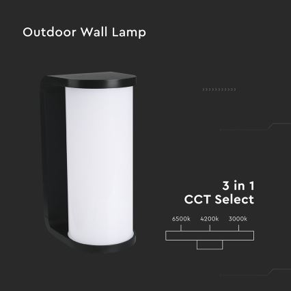 LED Vonkajšie nástenné svietidlo LED/12W/230V 3000/4200/6500K IP65 čierna