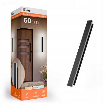 LED Vonkajšie nástenné svietidlo LED/18W/230V 60 cm IP65 čierna