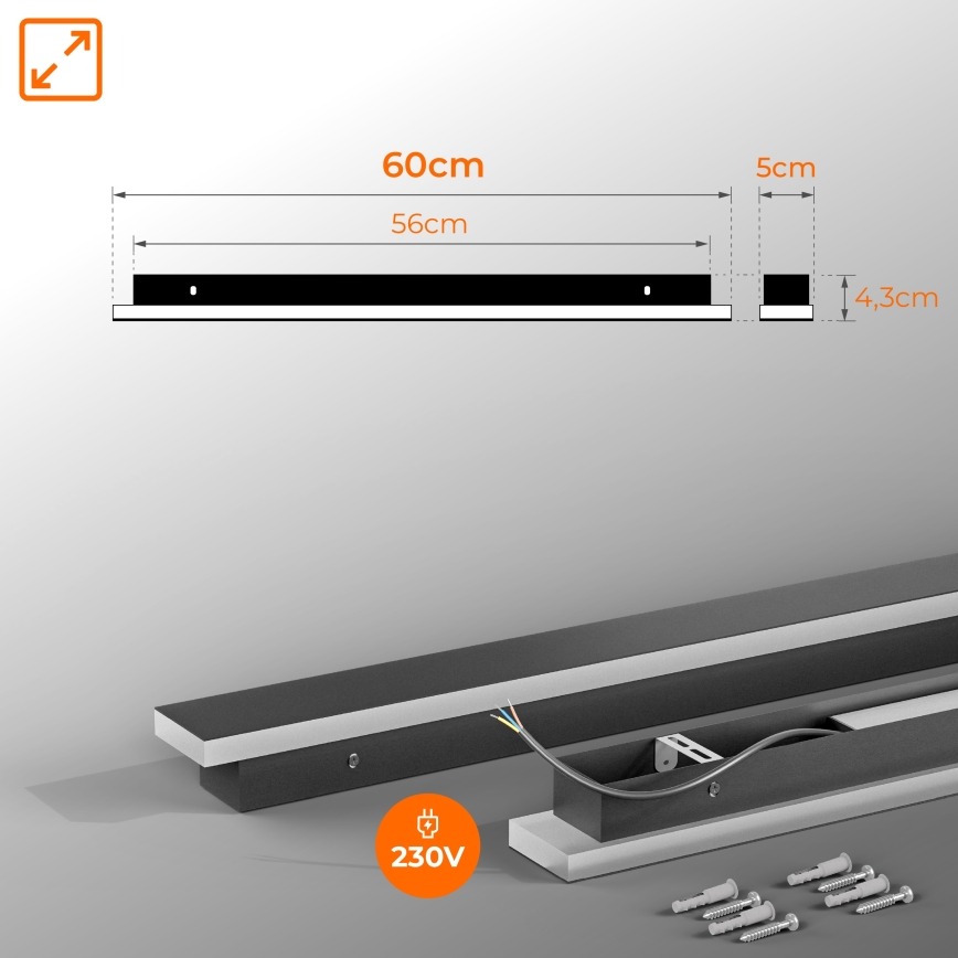 LED Vonkajšie nástenné svietidlo LED/18W/230V 60 cm IP65 čierna