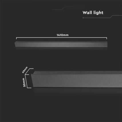 LED vonkajšie nástenné svietidlo LED/23W/230V 3000K IP65 141 cm čierna