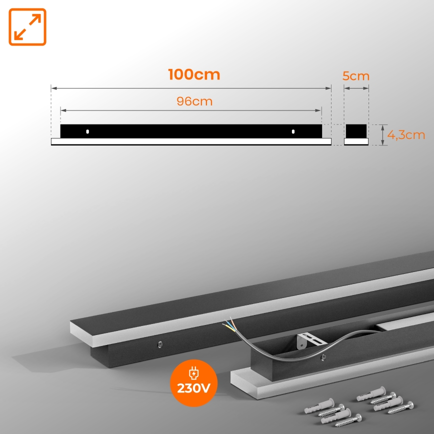 LED Vonkajšie nástenné svietidlo LED/30W/230V 100 cm IP65 čierna