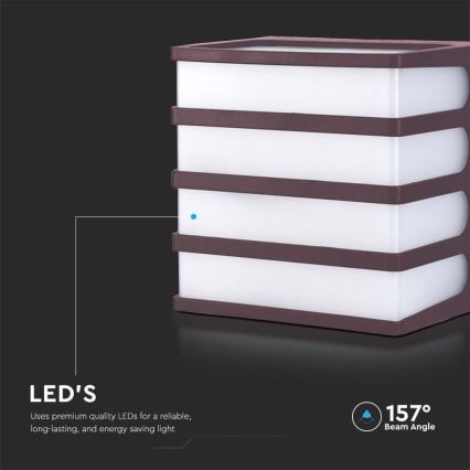 LED Vonkajšie nástenné svietidlo LED/8W/230V IP65 4000K hnedá