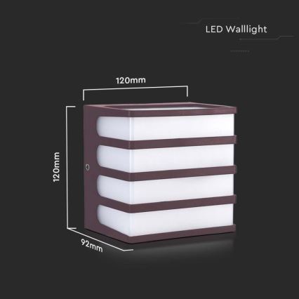 LED Vonkajšie nástenné svietidlo LED/8W/230V IP65 4000K hnedá