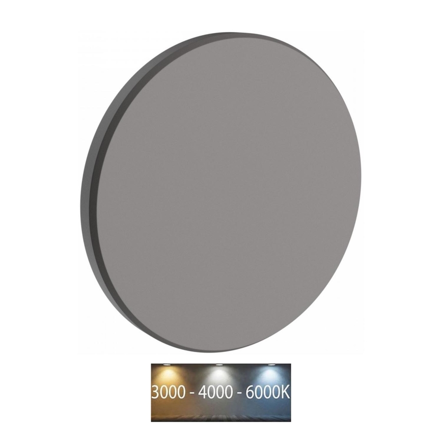 LED Vonkajšie nástenné svietidlo PIATTA LED/18W/230V 3000/4000/6000K pr. 25 cm IP44 šedá