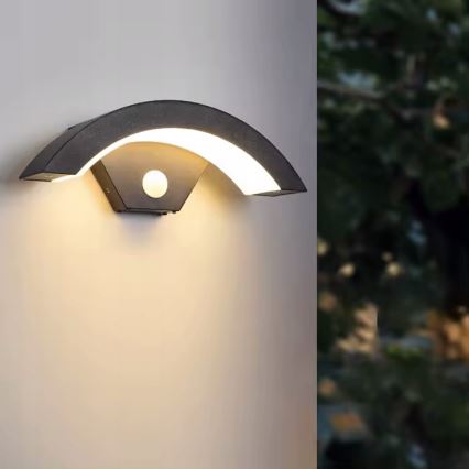 LED vonkajšie nástenné svietidlo s pohybovým senzorom LED/10W/230V IP54 čierne