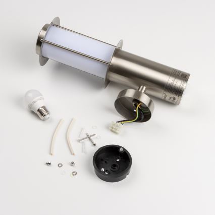 LED vonkajšie nástenné svietidlo s pohybovým senzorom 1xE27/4,9W/230V IP44 matný chróm