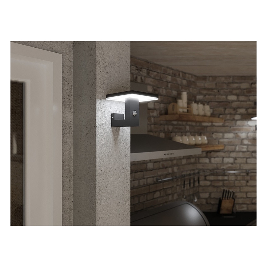 LED Vonkajšie nástenné svietidlo so senzorom BARI LED/10W/230V 4000K IP54 antracit