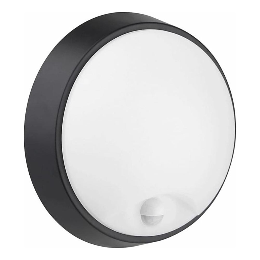 LED Vonkajšie nástenné svietidlo so senzorom LED/12W/230V 3000/4000/6500K IP65 čierna