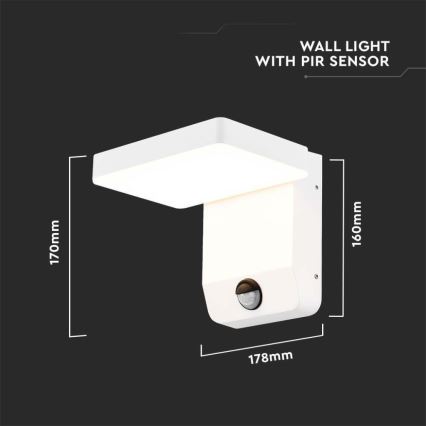 LED Vonkajšie nástenné flexibilné svietidlo so senzorom LED/17W/230V IP65 3000K biela