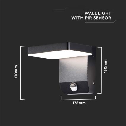 LED Vonkajšie nástenné flexibilné svietidlo senzorom LED/17W/230V IP65 3000K čierna