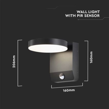 LED Vonkajšie nástenné flexibilné svietidlo senzorom LED/17W/230V IP65 3000K čierna