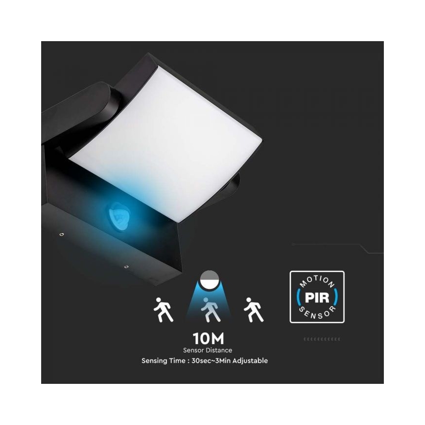 LED Vonkajšie nástenné svietidlo so senzorom LED/17W/230V 3000K IP65 čierna