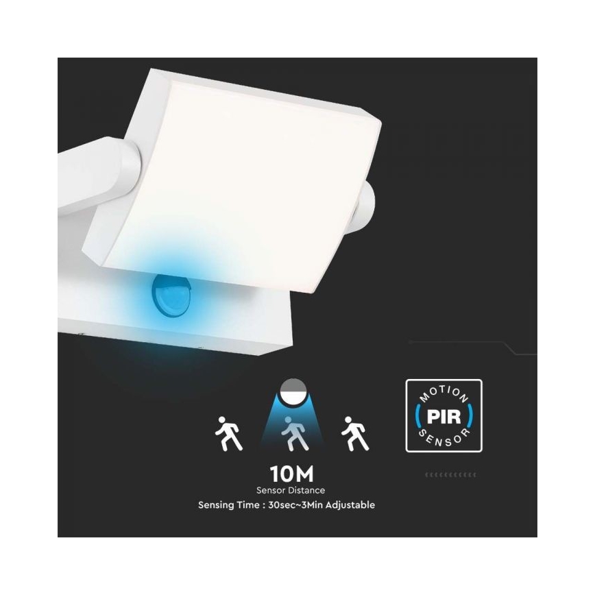 LED Vonkajšie nástenné svietidlo so senzorom LED/17W/230V 4000K IP65 biela
