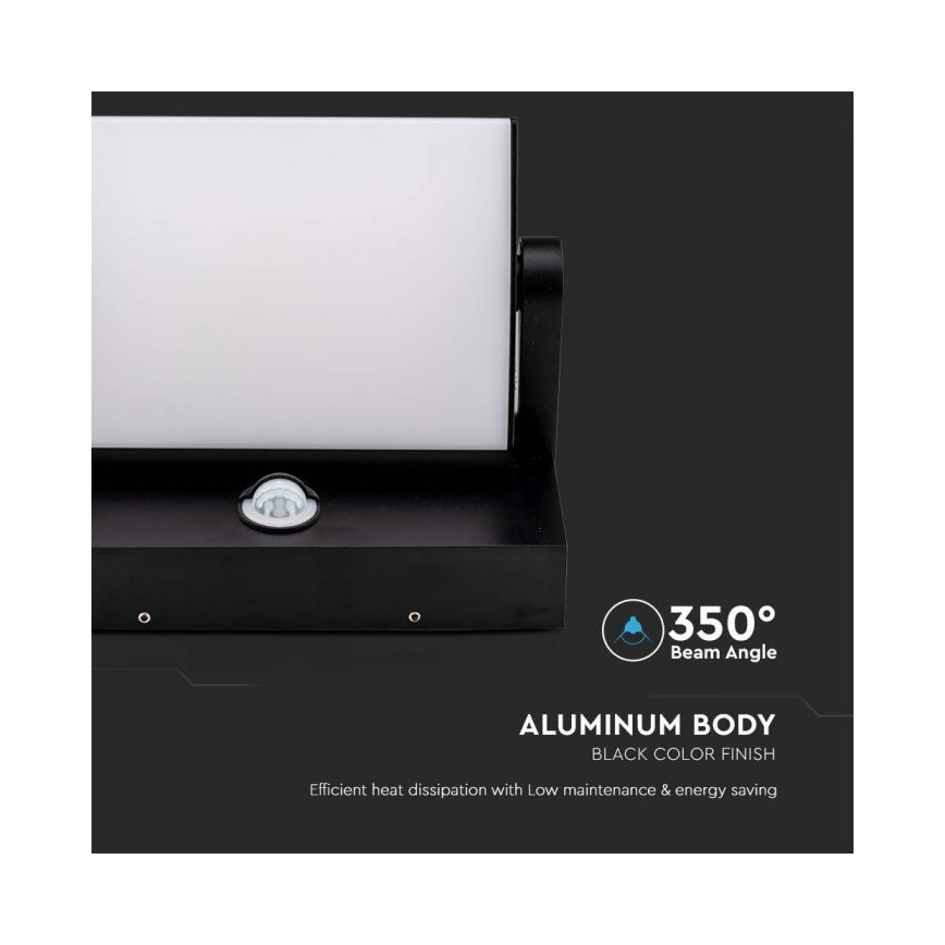 LED Vonkajšie nástenné svietidlo so senzorom LED/17W/230V 4000K IP65 čierna