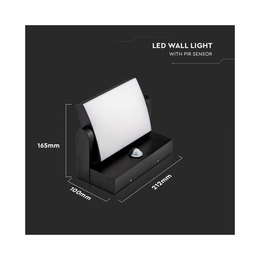 LED Vonkajšie nástenné svietidlo so senzorom LED/17W/230V 4000K IP65 čierna