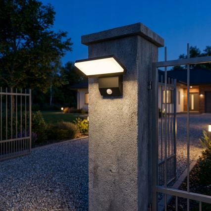 LED vonkajšie nástenné svietidlo s pohybovým senzorom LED/18W/230V IP44 čierne