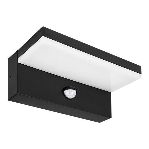LED Vonkajšie nástenné svietidlo so senzorom LED/9W/230V 4000K IP44 čierna