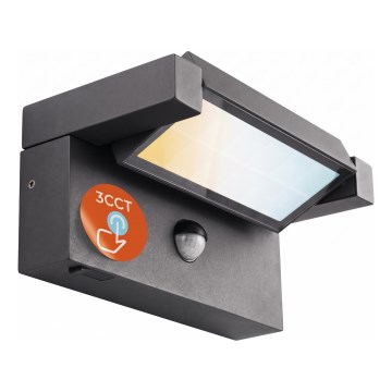 LED Vonkajšie nástenné svietidlo so senzorom pohybu a súmraku LED/25W/230V 3000/4000/6500K IP54 čierna