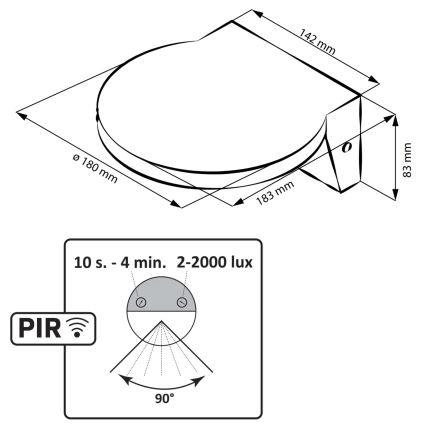 LED Vonkajšie nástenné svietidlo so senzorom TESA LED/10W/230V IP54 čierna