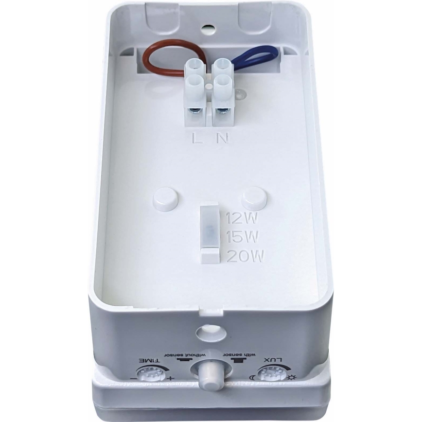 Stmievateľné LED vonkajšie nástenné svietidlo so senzorom pohybu a súmraku LED/12/15/20W/230V IP65 biela