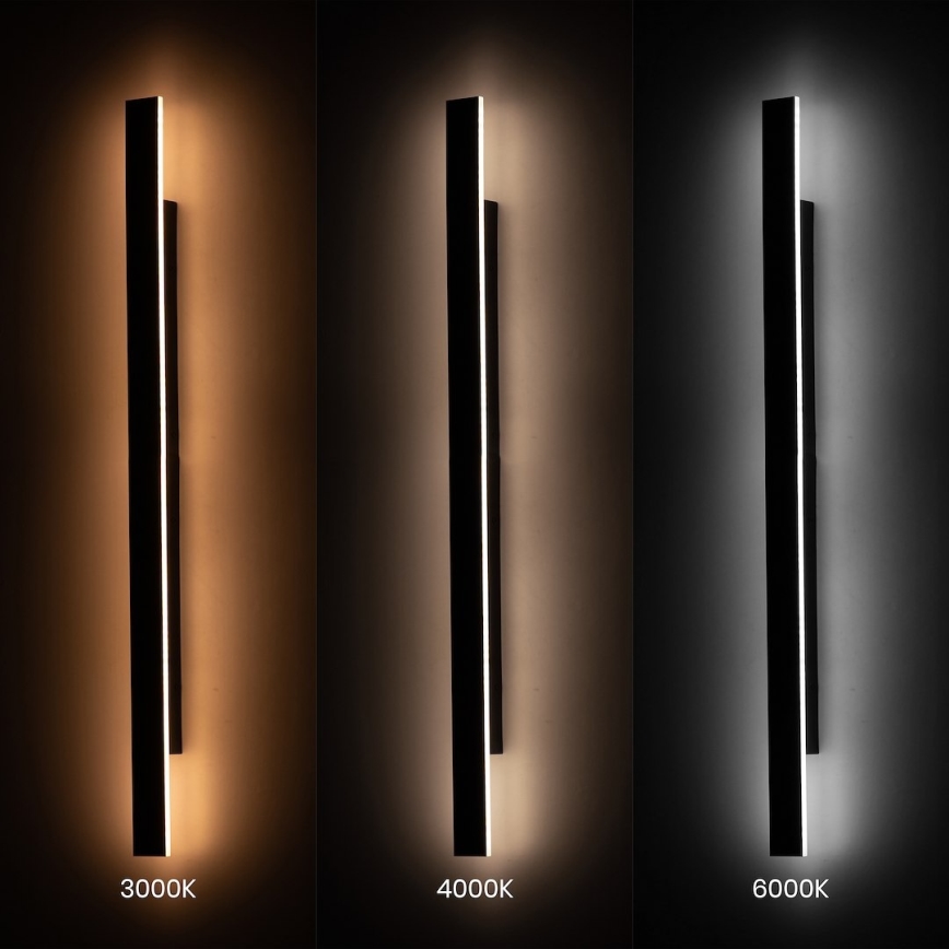 Vonkajšie nástenné LED svietidlo WOW LED/20W/230V 3000/4000/6000K 120 cm IP54 čierne