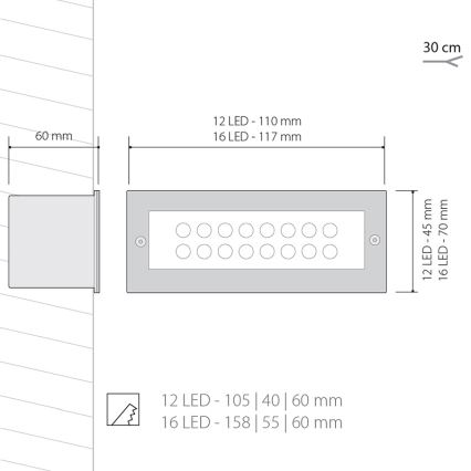 LED vonkajšie osvetlenie 1x12LED/1W/230V