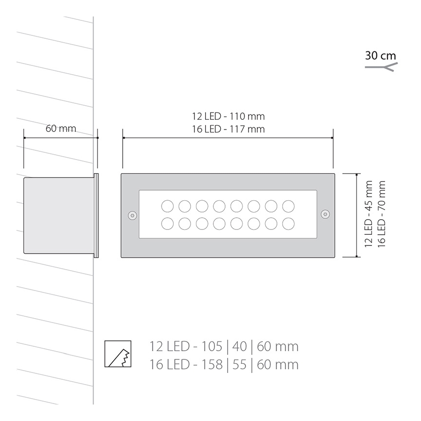Panlux ID-A04/S - LED vonkajšie osvetlenie INDEX 12 LED 1x12LED/1W/230V