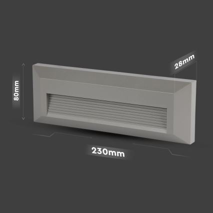 LED Vonkajšie schodiskové svietidlo LED/3W/230V IP65 3000K šedá