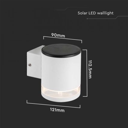 LED Vonkajšie solárne nástenné svietidlo LED/1W/3,7V 3000K IP54 biela