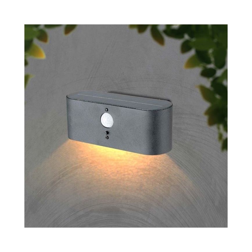 LED Vonkajšie solárne nástenné svietidlo so senzorom LED/2,5W/3,7V 3000K IP54