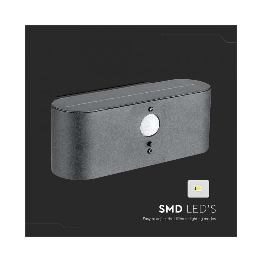 LED Vonkajšie solárne nástenné svietidlo so senzorom LED/2,5W/3,7V 3000K IP54