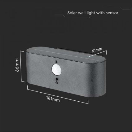 LED Vonkajšie solárne nástenné svietidlo so senzorom LED/2,5W/3,7V 3000K IP54