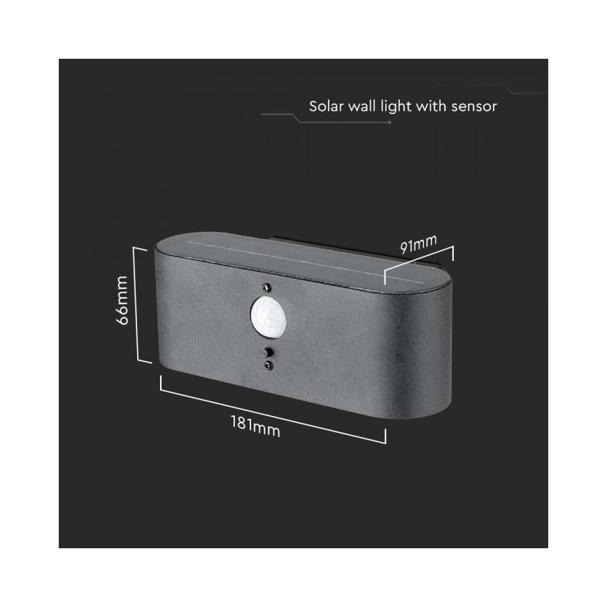 LED Vonkajšie solárne nástenné svietidlo so senzorom LED/2,5W/3,7V 3000K IP54