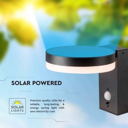LED Vonkajšie solárne nástenné svietidlo so senzorom LED/5,5W/3,7V 3000K IP54 2000 mAh