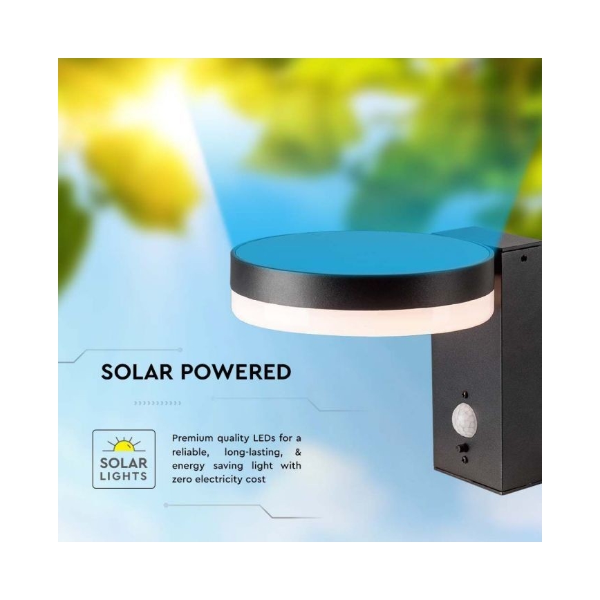 LED Vonkajšie solárne nástenné svietidlo so senzorom LED/5,5W/3,7V 3000K IP54 2000 mAh