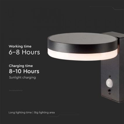LED Vonkajšie solárne nástenné svietidlo so senzorom LED/5,5W/3,7V 3000K IP54 2000 mAh