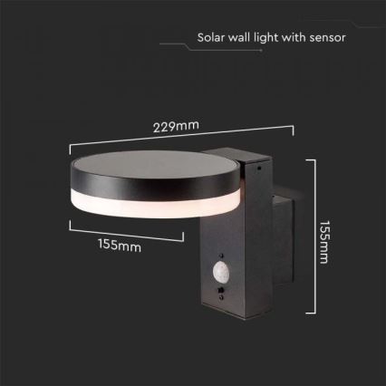 LED Vonkajšie solárne nástenné svietidlo so senzorom LED/5,5W/3,7V 3000K IP54 2000 mAh