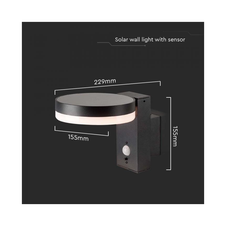LED Vonkajšie solárne nástenné svietidlo so senzorom LED/5,5W/3,7V 3000K IP54 2000 mAh