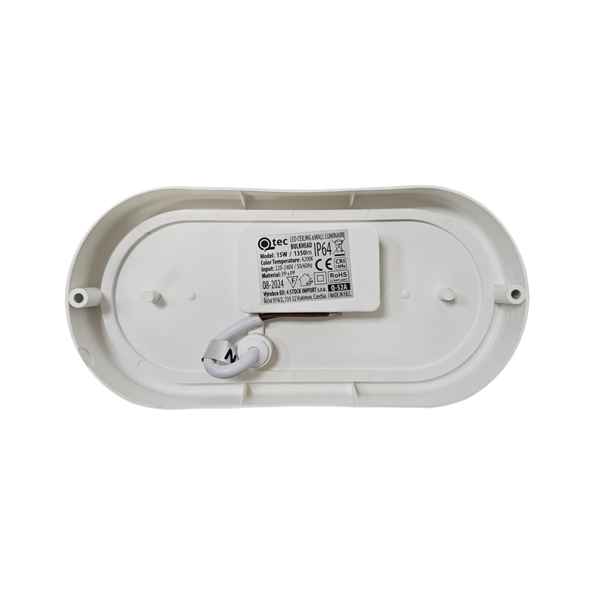 LED Vonkajšie stropné svietidlo LED/15W/230V 4200K 20x9,8 cm IP64 biela