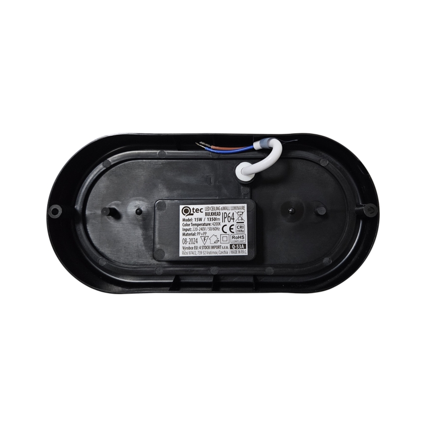 LED Vonkajšie stropné svietidlo LED/15W/230V 4200K 20x9,8 cm IP64 čierna