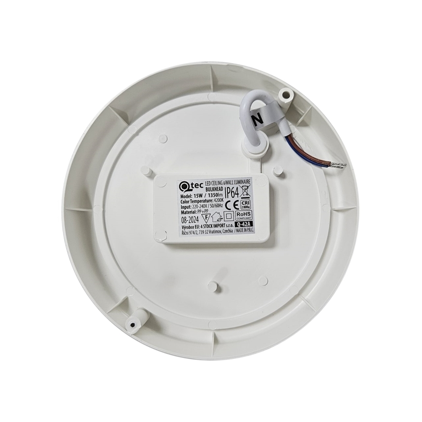 LED Vonkajšie stropné svietidlo LED/15W/230V 4200K pr. 15,5 cm IP64 biela