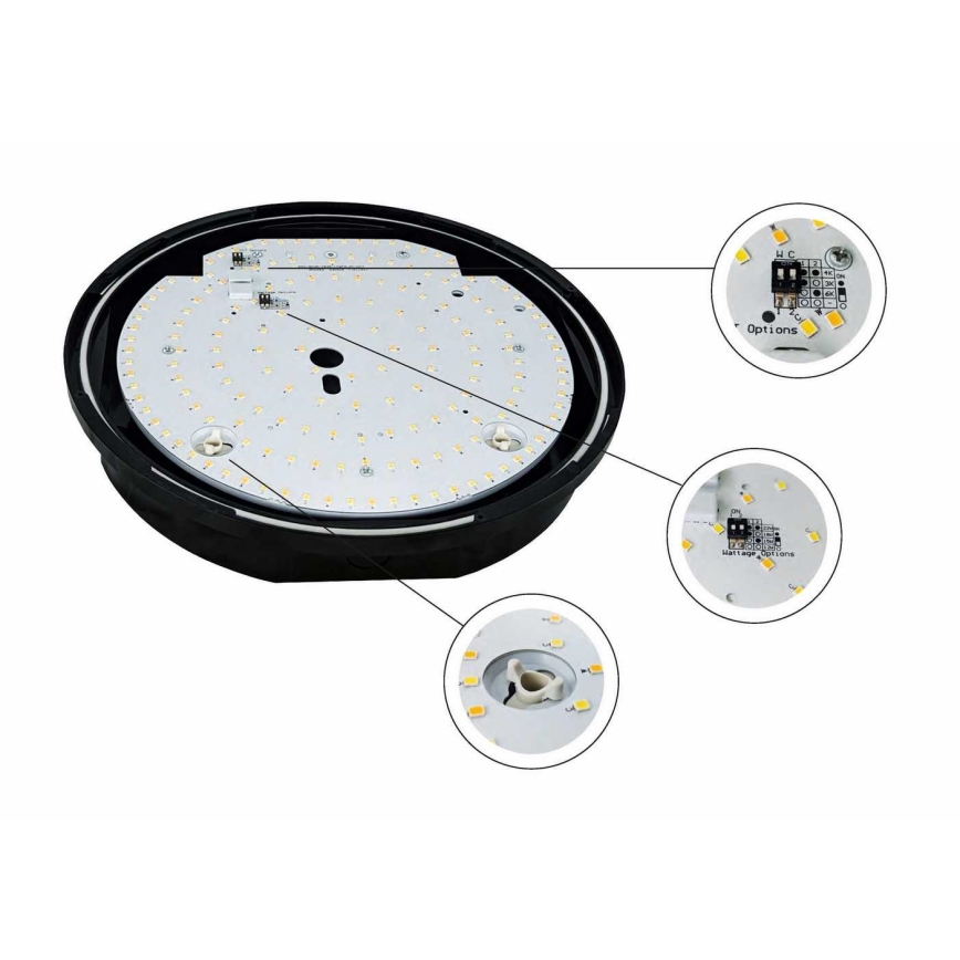 LED Stmievateľné vonkajšie stropné svietidlo STROPY LED/12/15/18/22W/230V 3000/4000/6000K IP65 čierna