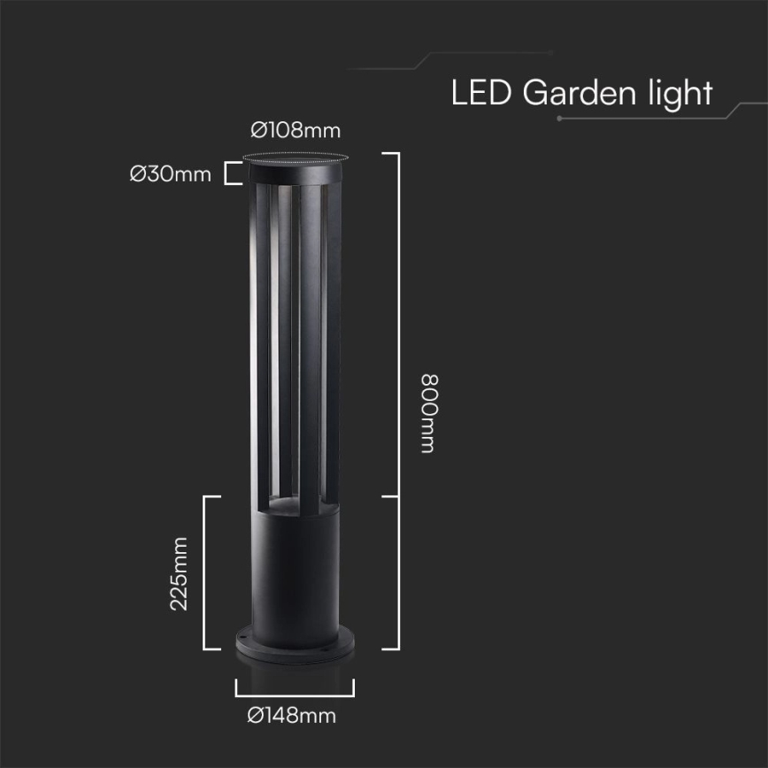 LED vonkajšie svietidlo LED/10W/230V 3000K IP65 80 cm čierne