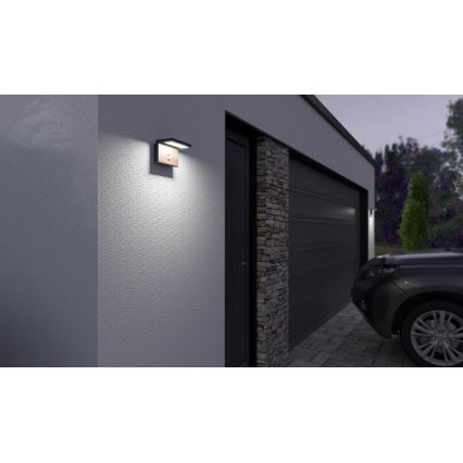 LED Vonkajšie nástenné svietidlo so senzorom NATURA LED/12W/230V 4000K IP54 hnedá/antracit