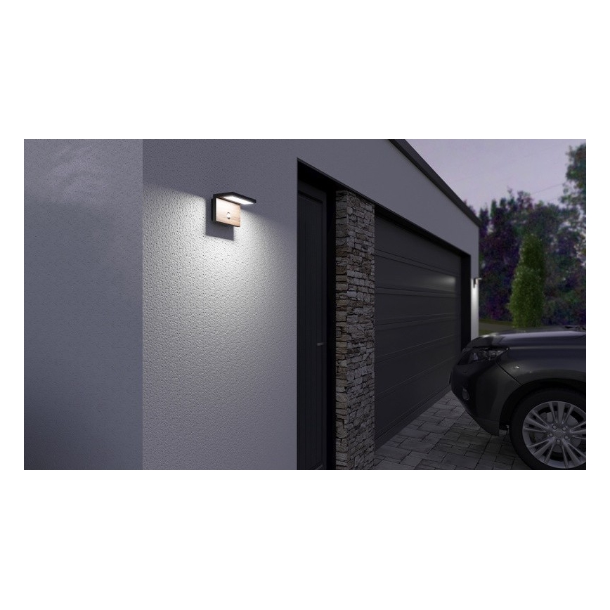 LED Vonkajšie nástenné svietidlo so senzorom NATURA LED/12W/230V 4000K IP54 hnedá/antracit