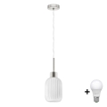 LED závesné svietidlo HARMA 1xE27/60W/230V, priemer 14 cm, matný chróm/biela