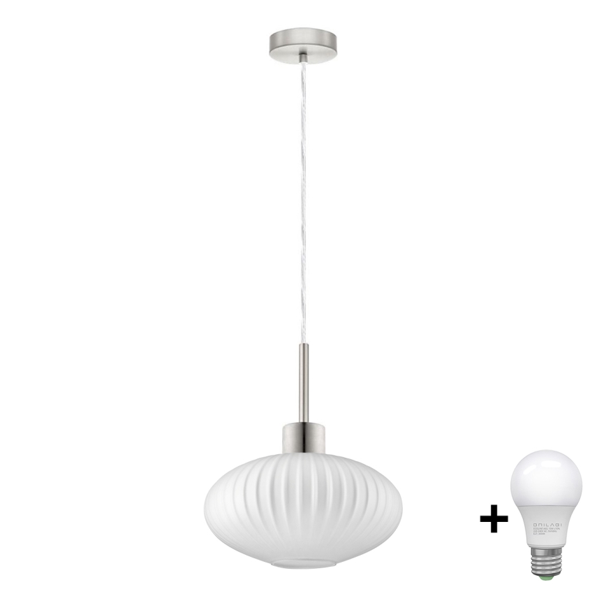 LED Závesné svietidlo HARMA 1xE27/60W/230V priemer 30 cm matný chróm/biela