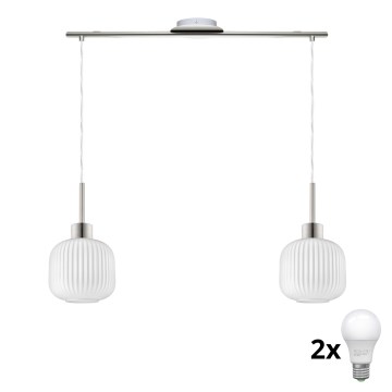 LED Závesné svietidlo HARMA 2xE27/60W/230V matný chróm/biely